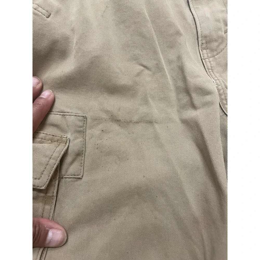 Levis Cargo Shorts Mens 31 Beige Canvas Relaxed Utility Pockets Workwear Zip Fly